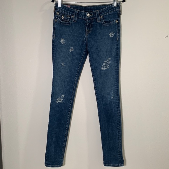 True Religion Distressed Skinny Jeans Size 28 - Picture 1 of 6